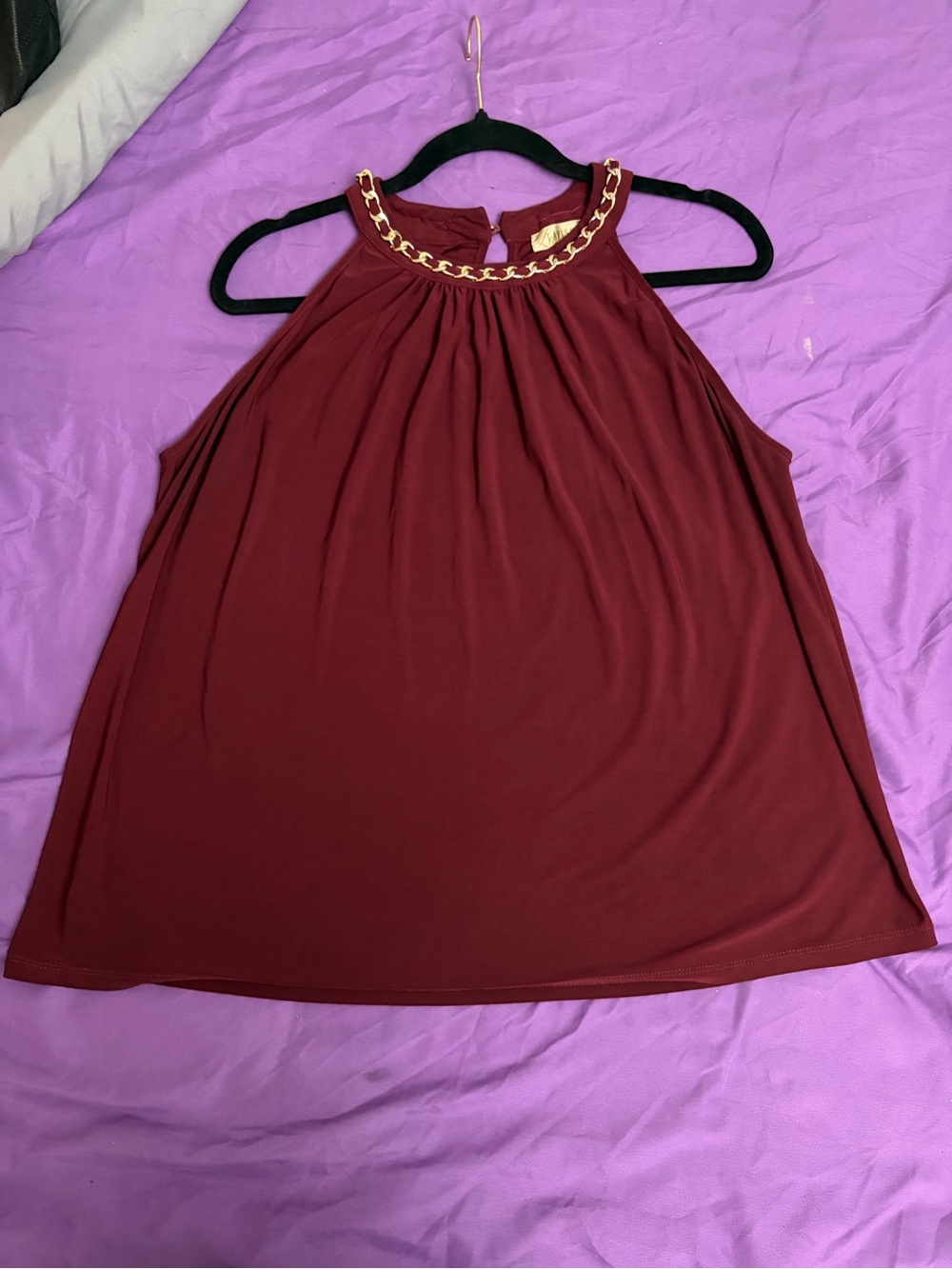 Lavish Burgundy Halter Camisole with Gold Chain Neckline
